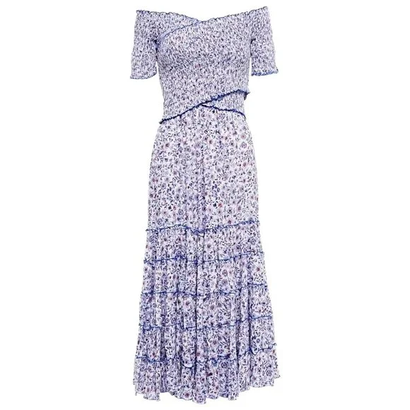 aida midi dress Blue Lace Trim Aida Midi Dress